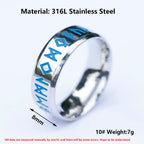 Viking Blue Rune Amulet Ring — Stainless Steel