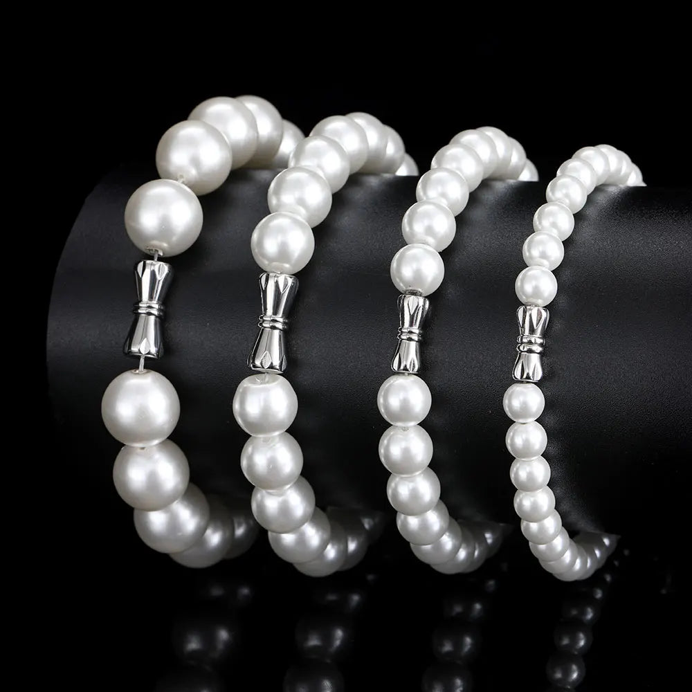Pearl Bead Bracelet Stainless Steel 6-12MM