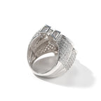 Iced Out Dollar Sign Ring for Men — Two-Tone CZ Pave