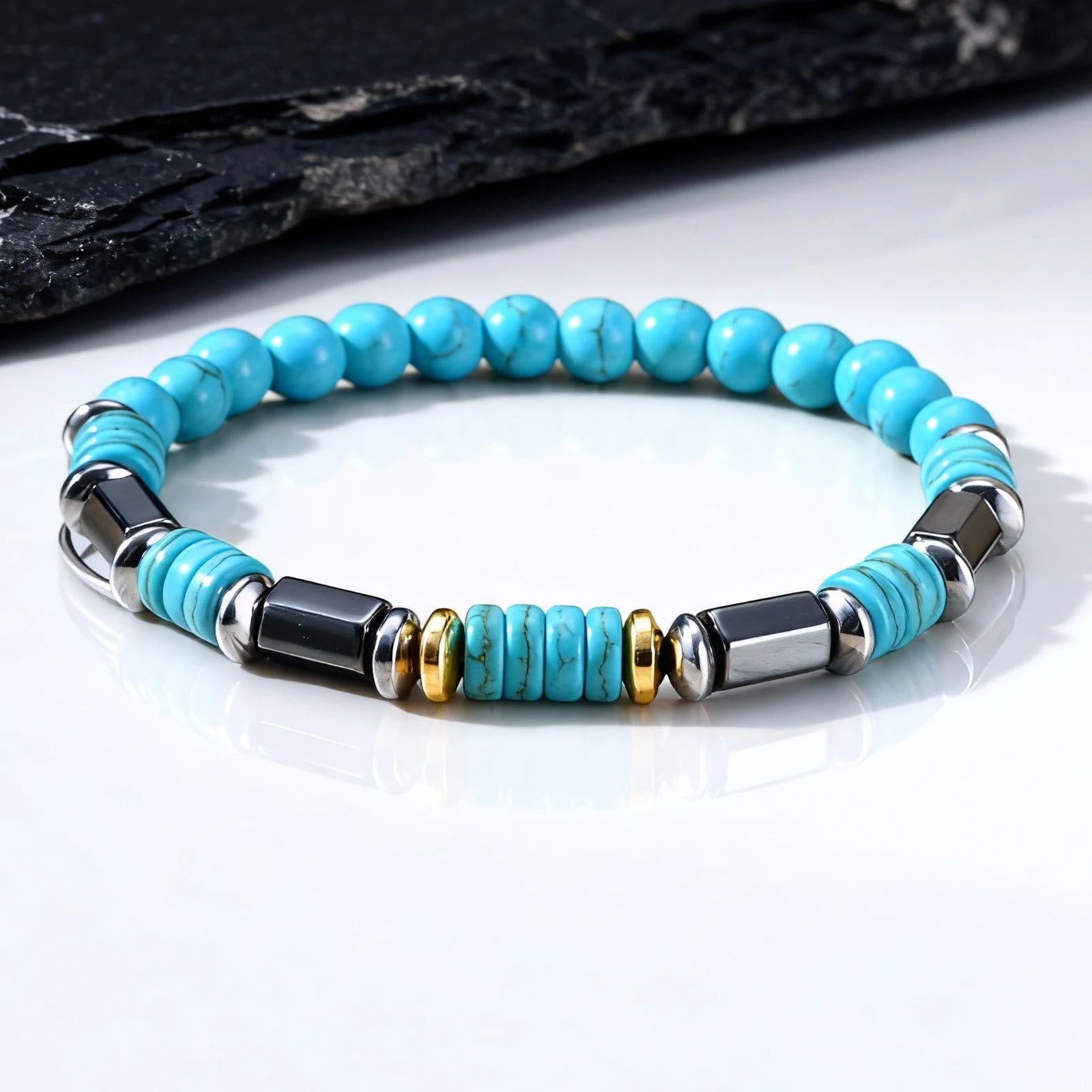Blue Stone Beaded Bracelet