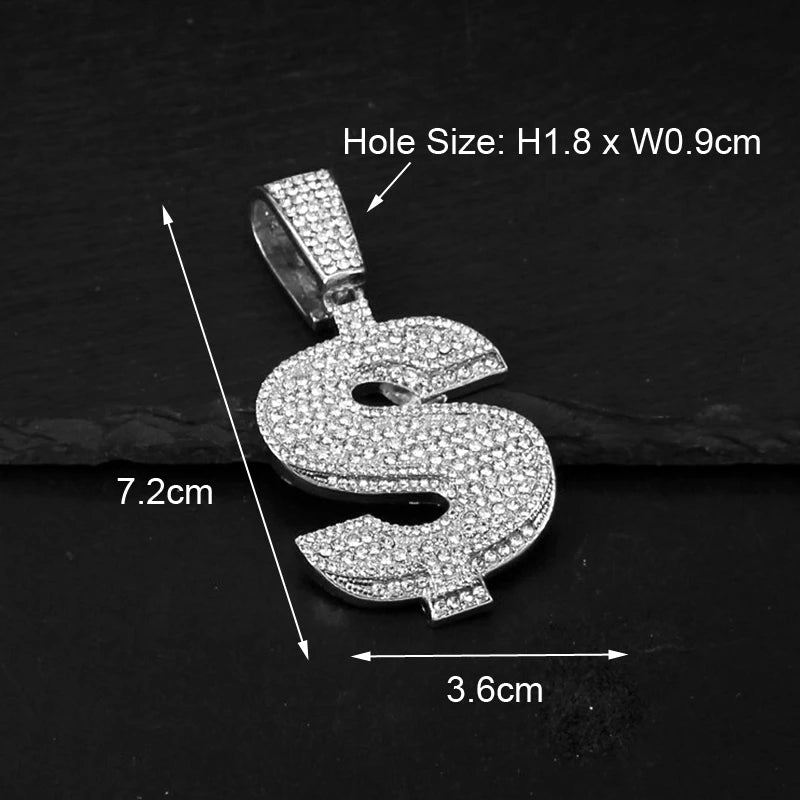 Women Men Hip Hop Jewelry Bling Rhinestone Dollar Sign Money Bag One Hundred Dollar Pendant For Iced Out Necklace Jewellery