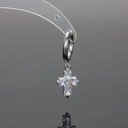 Retro Crystal Zircon Cross Drop Earrings — Silver-Tone