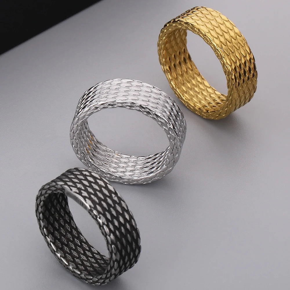 Distressed Diamond Pattern Style Stainless Steel Rings for Man Mens Rings Vintage Birthday Jewelry Gifts for Him 3
