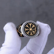 Vintage Vegvisir Viking Compass Stainless Steel Ring
