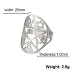COOLTIME Sigil of Lilith Ring Vintage Stainless Steel Adjustable Pentagram Om Symbol Magic Couple Rings Amulet Jewelry