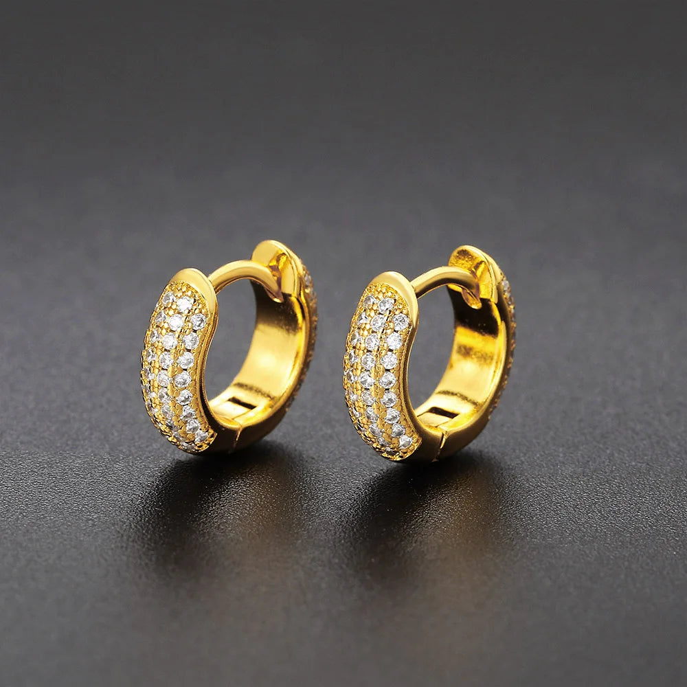 Iced Out Crystal Hoop Earrings — Stainless