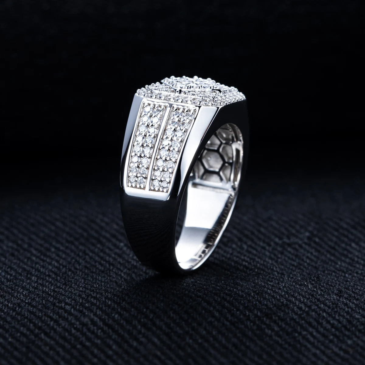 Iced Out Diamond Ring — Two-Tone Silver Gold