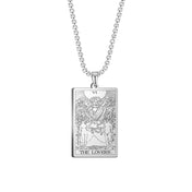 Tarot Card Major Arcana Black Box Chain Necklace — Steel