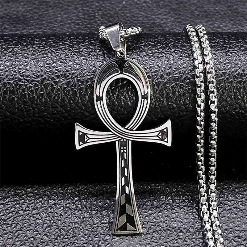 Egyptian Ankh Cross Necklace — Stainless Steel