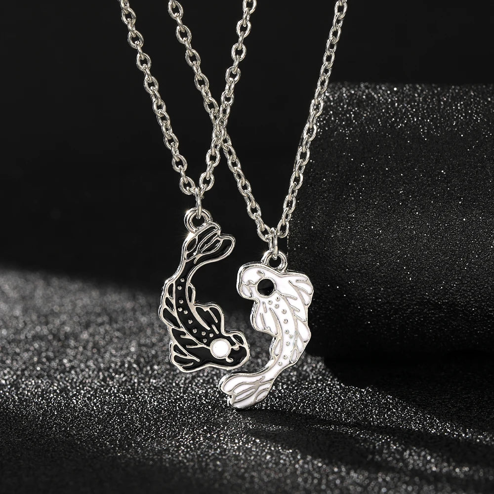 Goldfish Yin Yang Tai Ji Necklace — Black-Tone