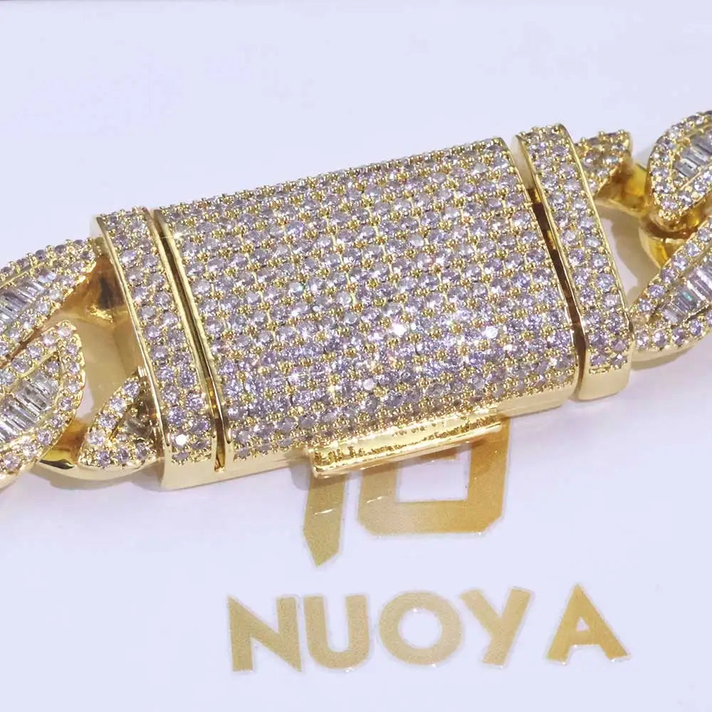 Cuban Bracelet Iced Out Gold 18K 20MM 3 Row