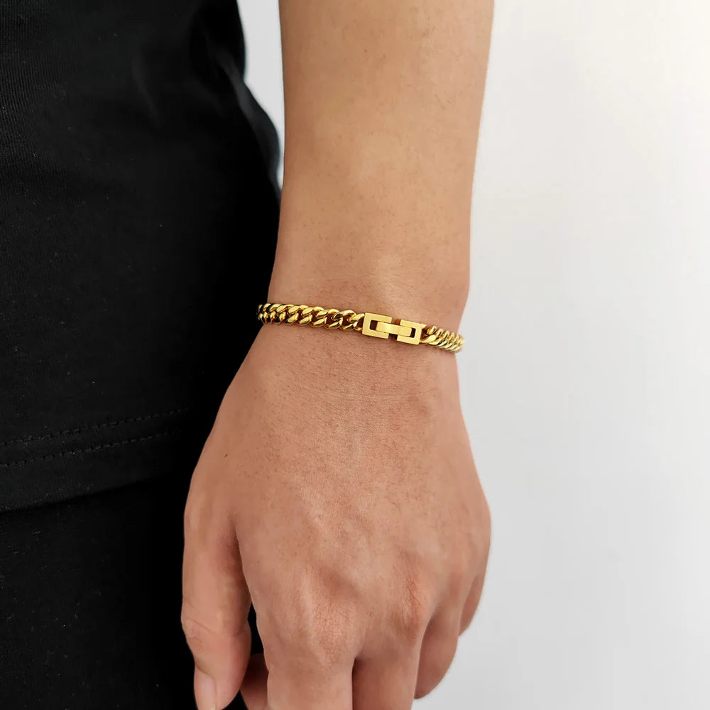 Black Cuban Chain Bracelet Stainless Steel Miami