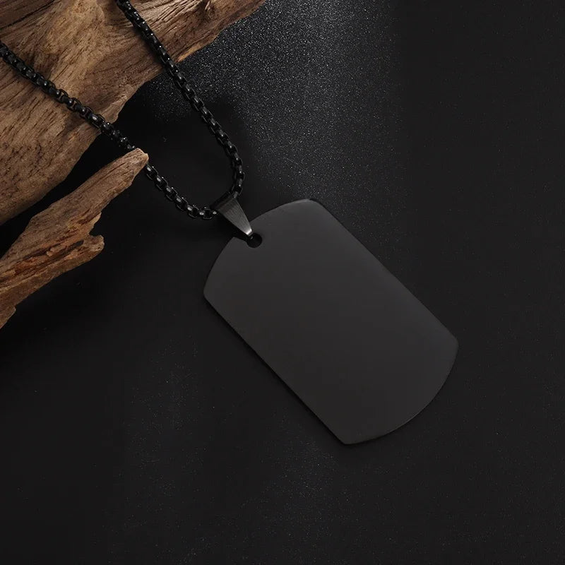 Hip Hop Military Style Stainless Steel Dog Tag Pendant Necklace for Men Women Gold Plated Personalized Id Card Name