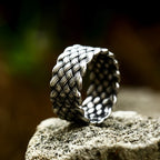Wide Twist Knitting Ring — Stainless Steel