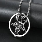 Gothic Vintage Pentagram Satanic Sheep Pendant Necklace For Men Punk Stainless Steel Biker Animal Necklaces Amulet