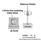 Silver Iced Out Square Stud Earrings CZ
