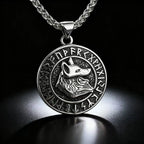 Wolf Viking Steel Pendant 316L Rune Totem