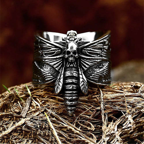Butterfly Skull Steel Ring Gothic Punk Vintage