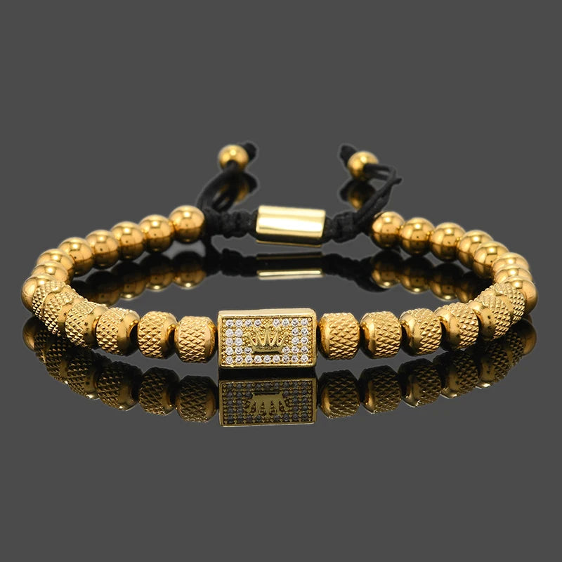 Crown Beads Charm Bracelet — Stainless Steel