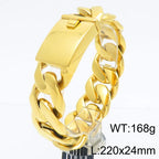 Classic 24MM Width Curb Cuban Link Chain Men Bracelet for Man Matte Brushed Stainless Steel Men's Bracelets Massive