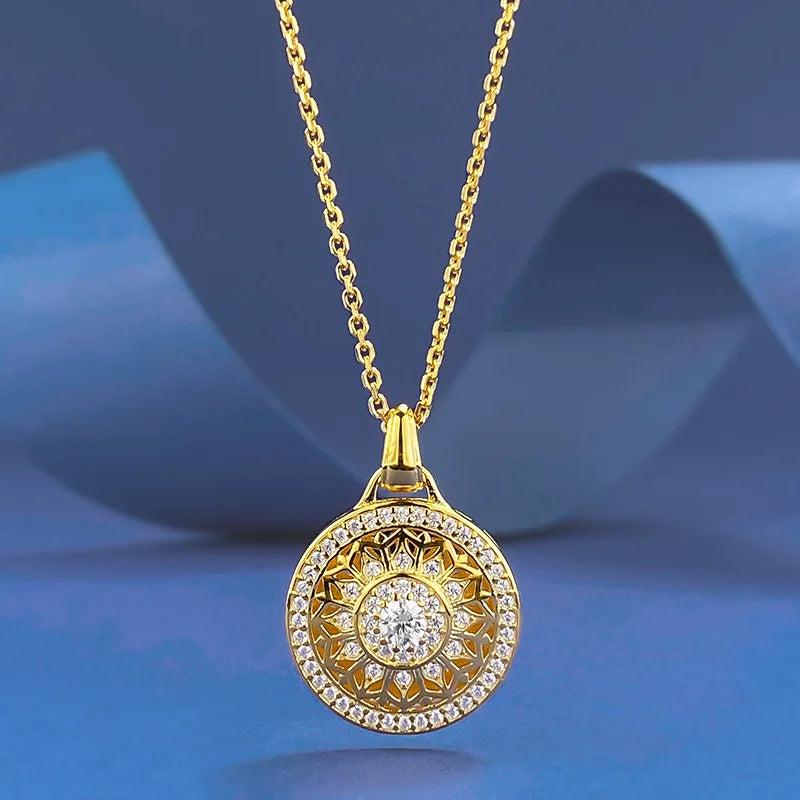 luxury real gold jewelry 24k certifid eight treasures compass pendant au999 pure gold necklace adjustable