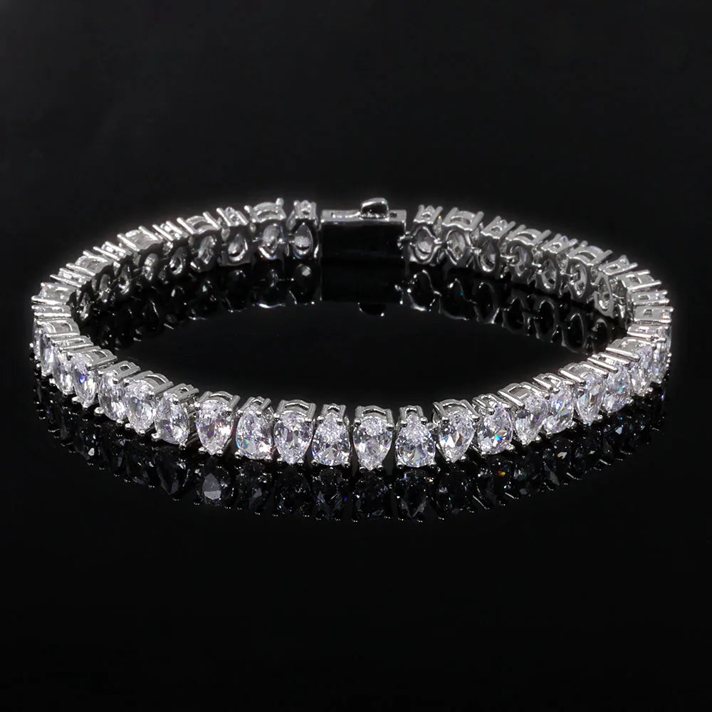 Tennis Bracelet Stainless Steel 6MM Teardrop CZ