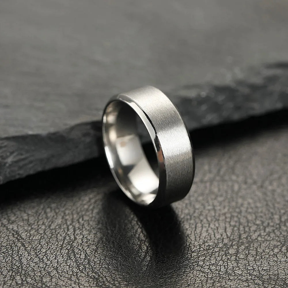 Matte Black Wedding Engagement Band Ring — Stainless Steel
