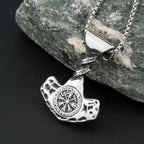 Compass Thor Hammer Steel Pendant Vintage Nordic