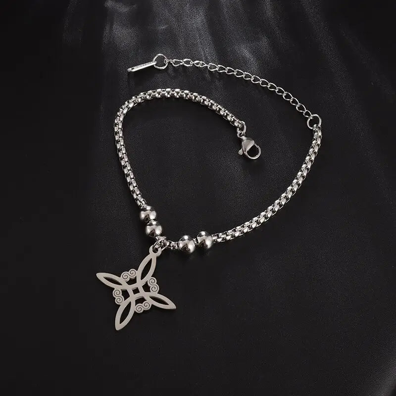 Witchcraft Witch Knot Necklace Irish Trinity Knot Triple Spiral Pendant Stainless Steel Ankh Cross Pentagram Amulet Jewelry