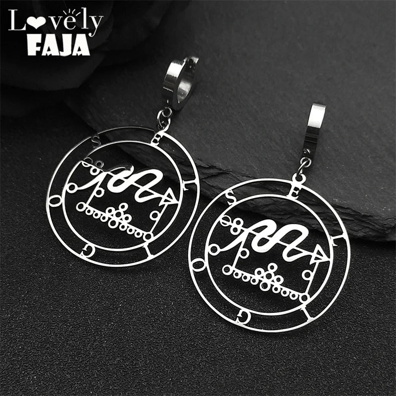 Sigil Lucifer Hoop Earrings — Stainless Steel