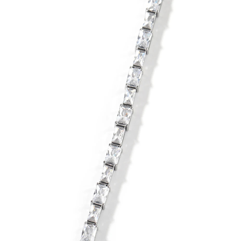 UWIN Iced Out Baguettecz Green&White CZ Tennis Bracelets for Women Bling Cubic Zirconia Chain Bracelet Fashion Jewelry for Gift