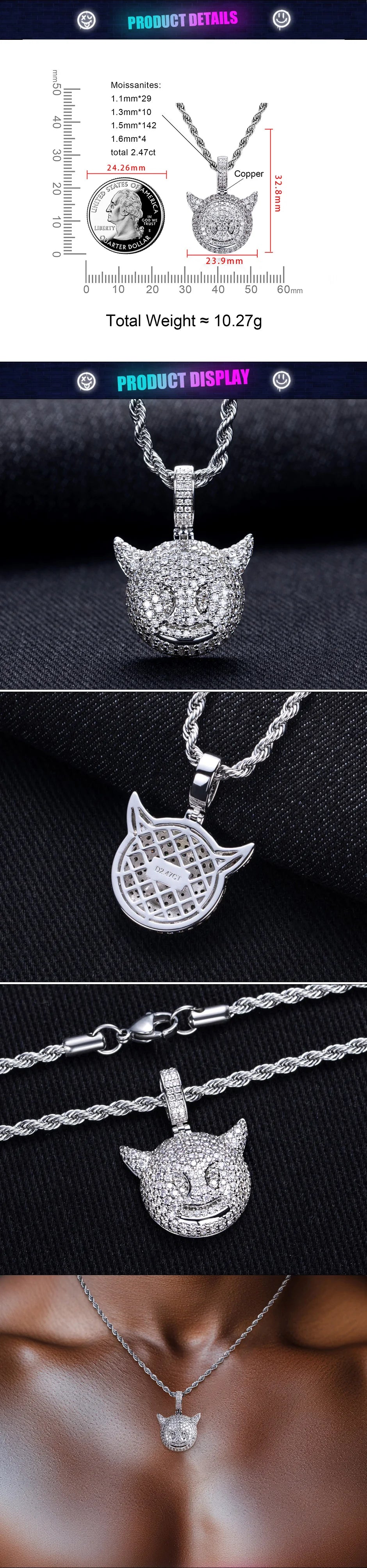 Iced Out Demon Pendant — 14K Gold