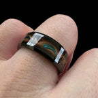 Trendy Creative Gold Color Quicksand Galaxy Meteorite Pattern Black Stainless Steel Rings for Men Cosmic Artistic Jewelry Gifts