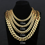 Gold Cuban Chain Necklace 10MM Smooth 18K