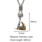Never Fade Norse Runes Vikings Ax Necklaces Men Stainless Steel Self-defense Hatchet Pendant Valknut Amulet