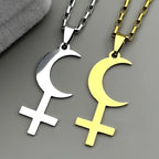 Lilith Moon Cross Pendant — Stainless
