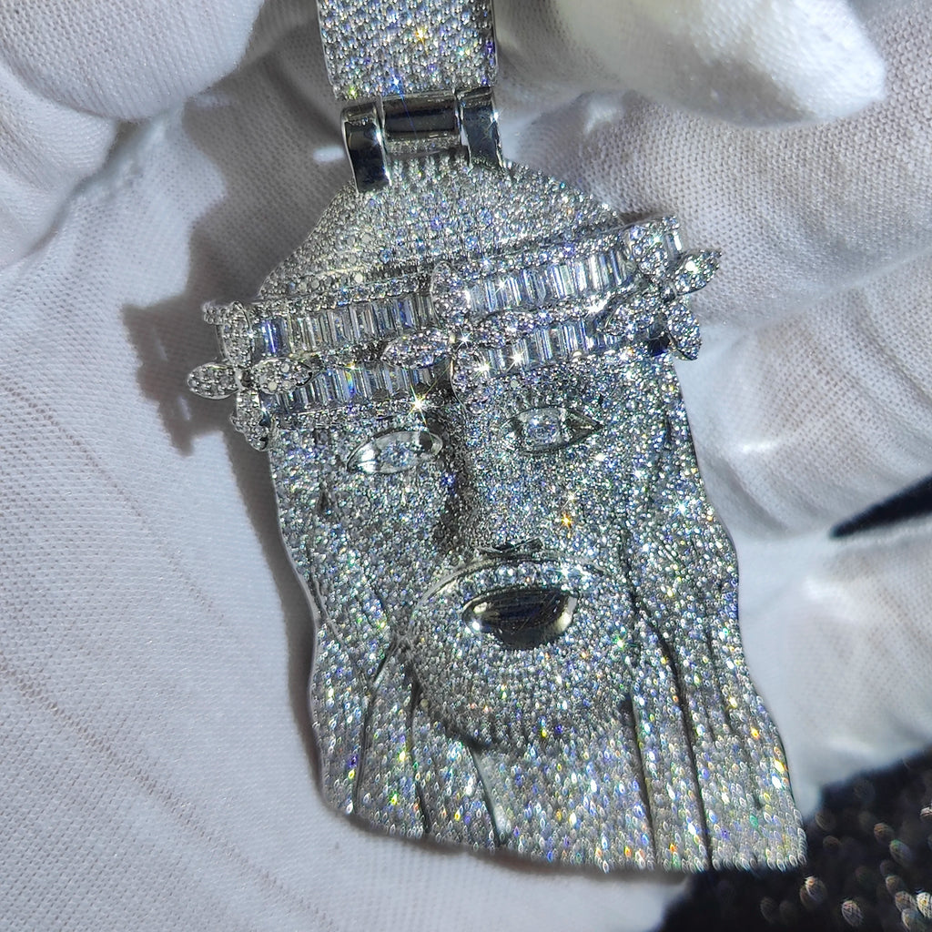 Crown Jesus Pendant Necklace Iced Out