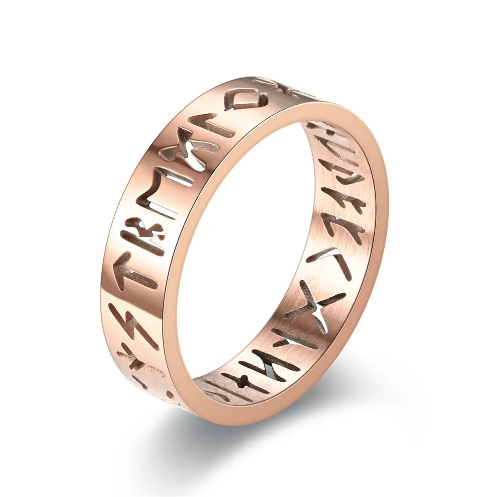 2026 New Stainless Steel Hollow Out Ring for Men Women Fashion Hollow Rune Design Finger Anillo Antiestres Anxiety Rings