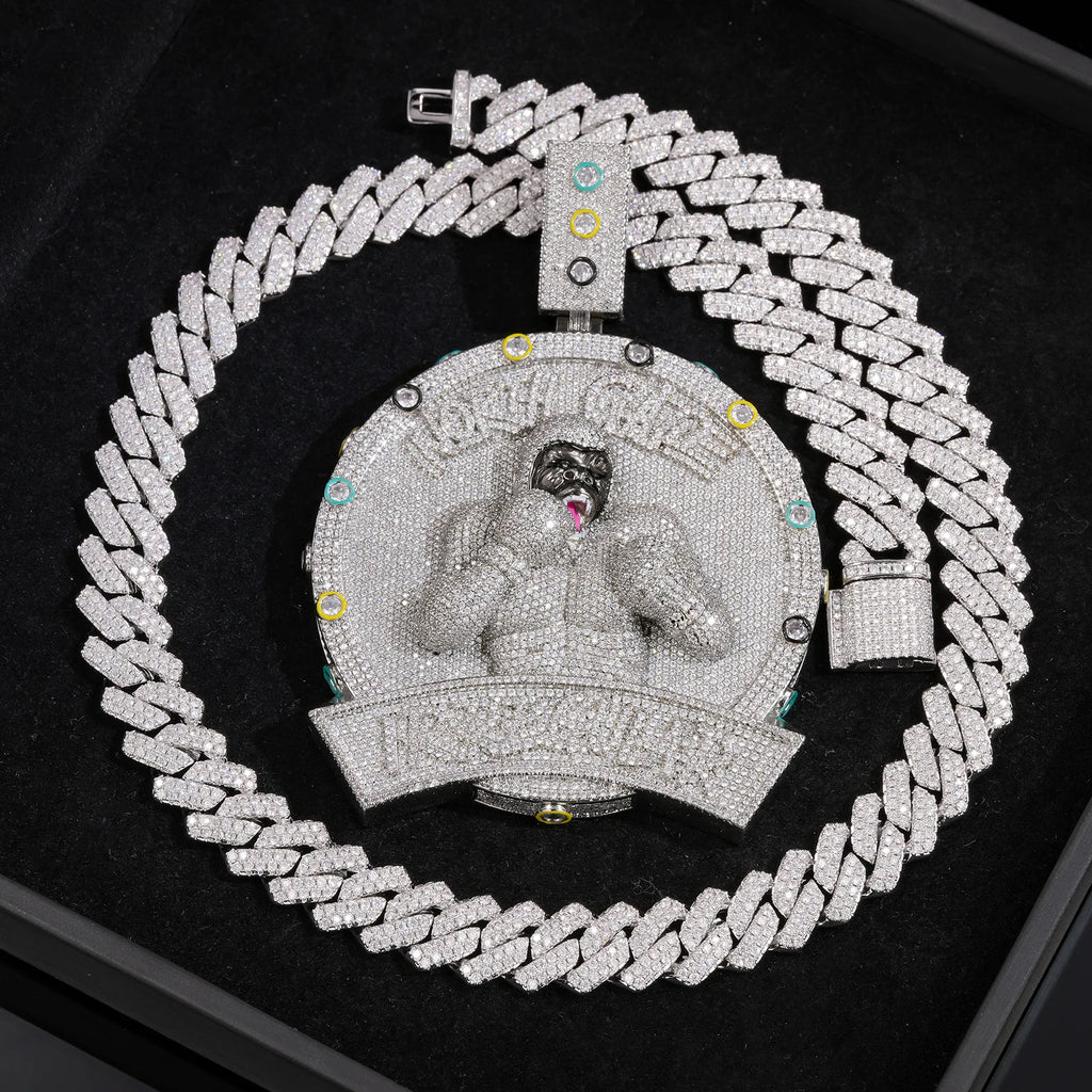 Hip Hop Style Copper Inlaid Zircon gorilla Boxer Pendant, Heavy Industry Trendy Personality Men's Necklace Accessories