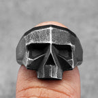 Geometric Cut Skull Ring — Stainless Steel