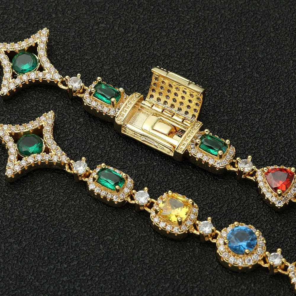 Iced Out CZ Colorful Bracelet Gold 18K