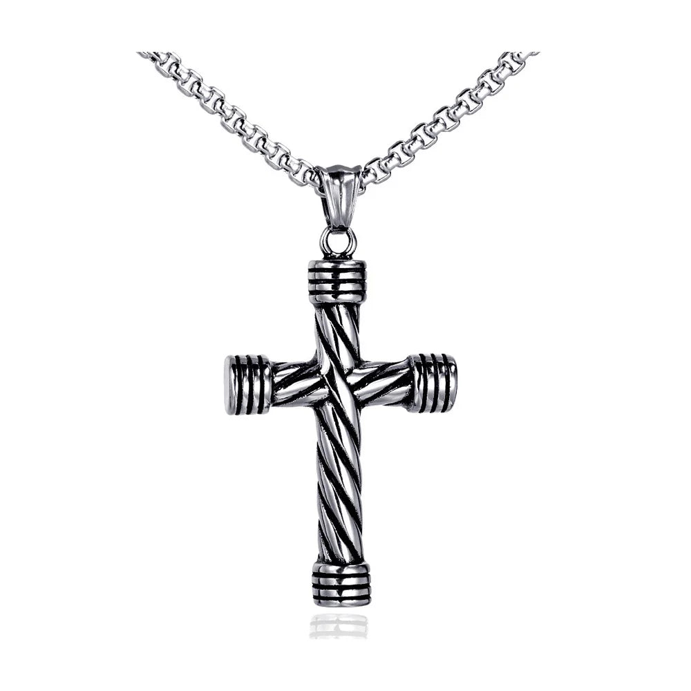 Korean Version Of Simple Stainless Steel Cross Necklace Pendant Men Fashion Christian Believer Pendant Punk Jewelry Gift