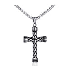 Korean Version Of Simple Stainless Steel Cross Necklace Pendant Men Fashion Christian Believer Pendant Punk Jewelry Gift