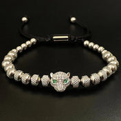Leopard Head Beaded Bracelet — Stainless Steel