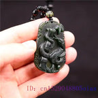 Jade Snake Pendant Necklace Chinese Jewellery Black Green Obsidian Fashion Gifts Charm Amulet Natural Carved