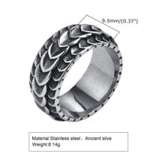 Viking Dragon Scale Ring — Stainless Steel Norse
