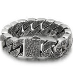Stainless Steel 17MM Wide Chain Man Bracelet Homme Gold Color Metal Strap Men's Bracelets For Man Products 7.9"