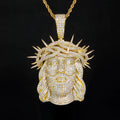 Silver Cross Jesus Pendant Necklace Iced Out