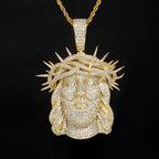 Silver Cross Jesus Pendant Necklace Iced Out
