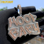New Iced Out Bling Letter Hood Baby Pendants Necklaces Cubic Zirconia Two Tone Color Charm For Men Women Hip Hop Jewelry